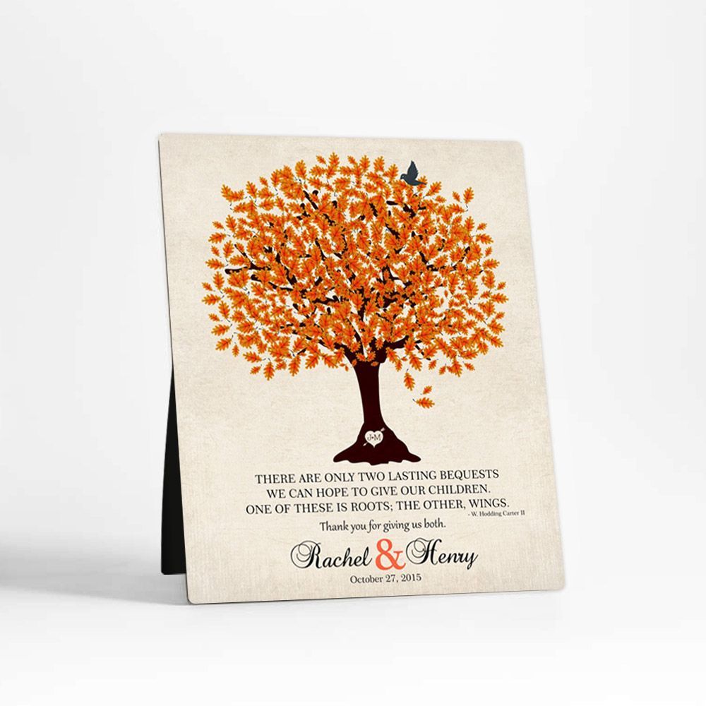 Oak Tree Wedding Desktop Plaque Gift for Parents D-1101