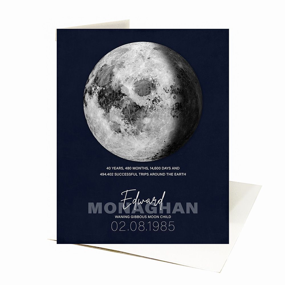 Birthday Moon Trips Around the Earth Birthday Card Gift for Family C-2132