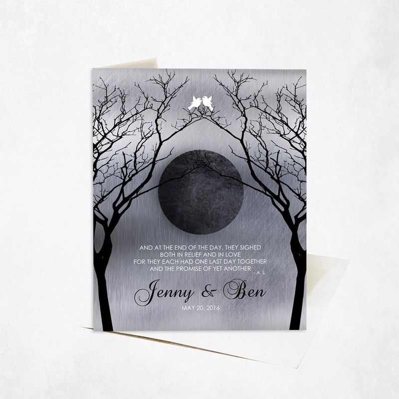 #1 Best Seller - Tin Bare Trees Full Moon 10th Anniversary Card Gift for Couple C-1344