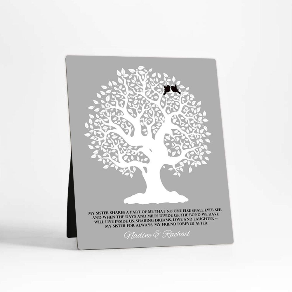White Knotty Tree Wedding Desktop Plaque Gift for Sister D-1121