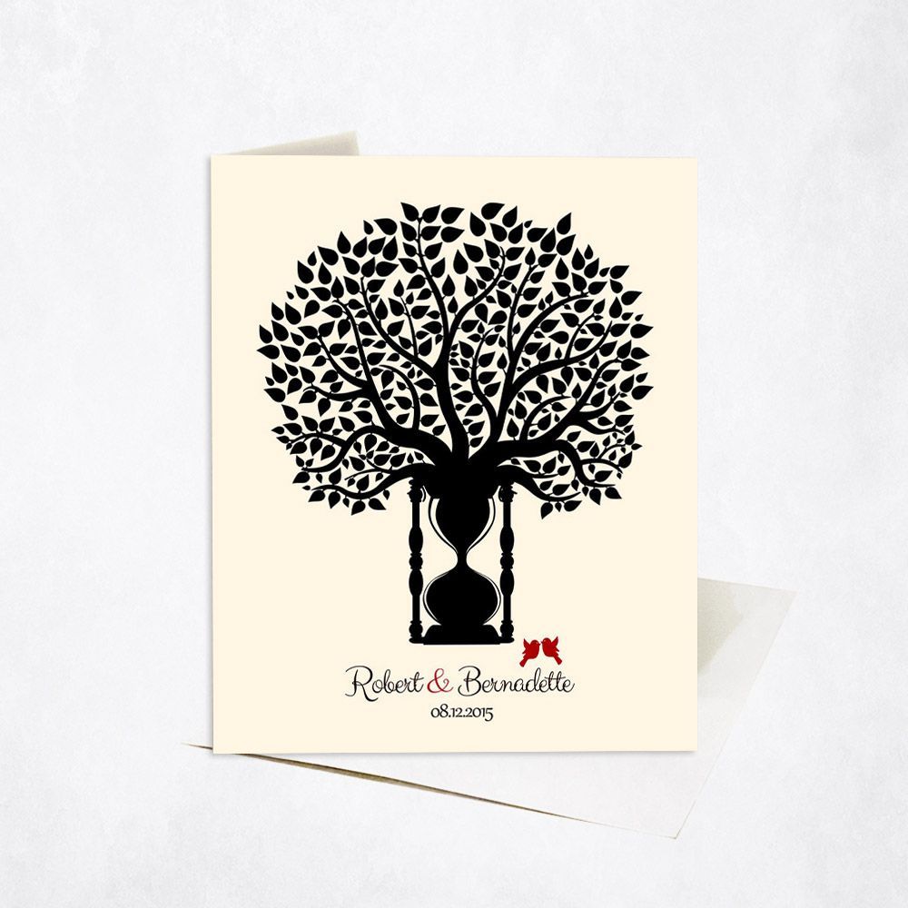 Hourglass Tree 1st Anniversary Card Gift for Couple C-1388