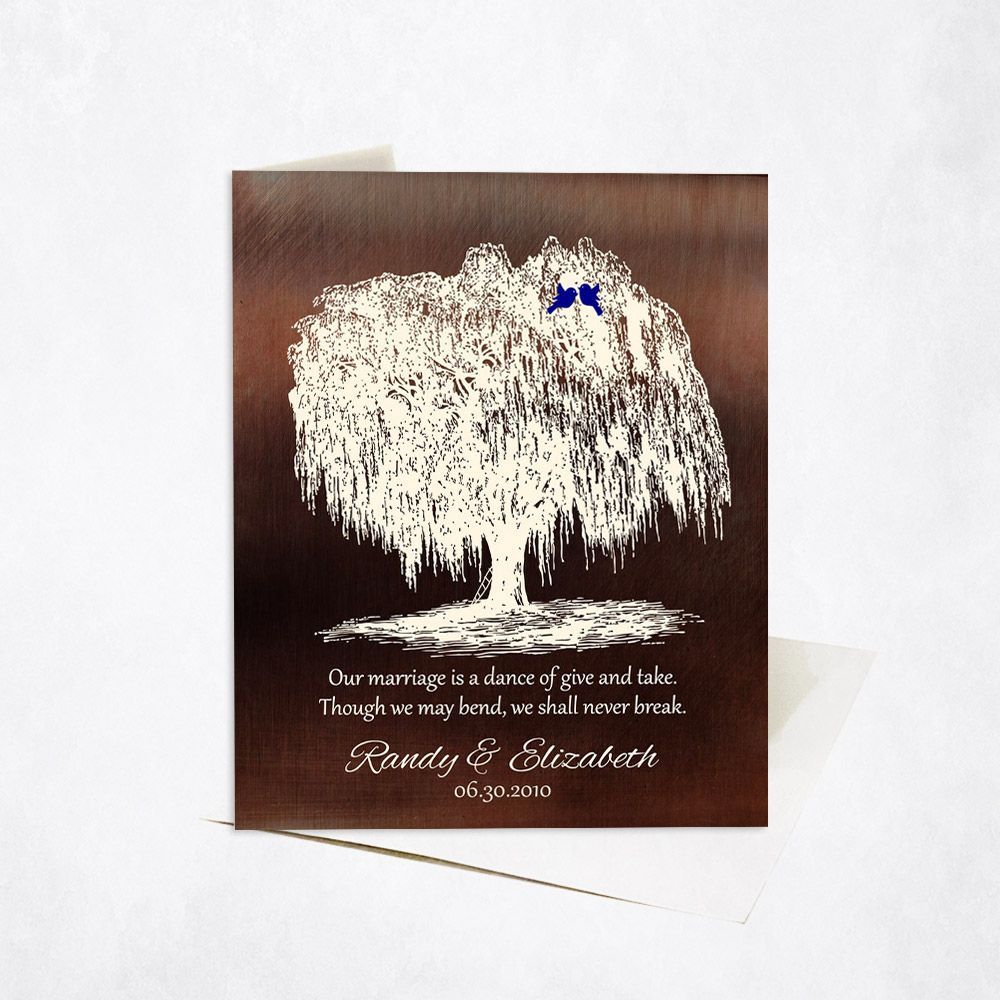 #1 Best Seller - Bronze Vintage Willow 9th Anniversary Card Gift for Couple C-1380
