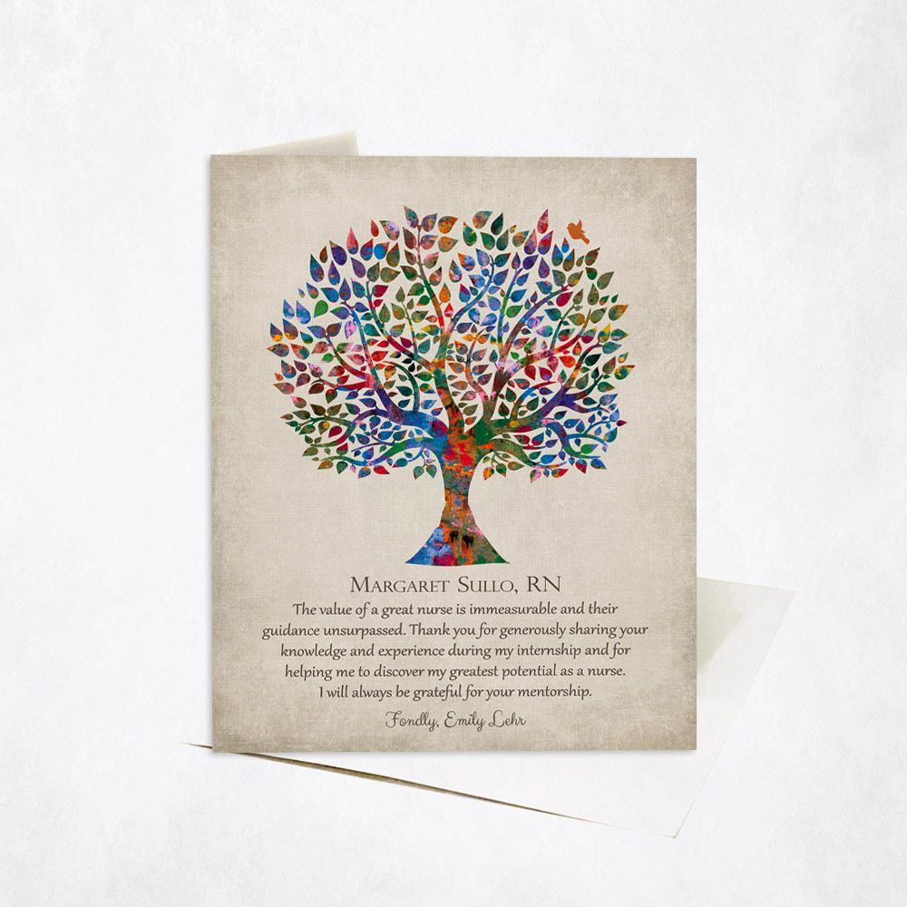 Watercolor Tree Leadership Appreciation Card Gift for Nurse C-1562