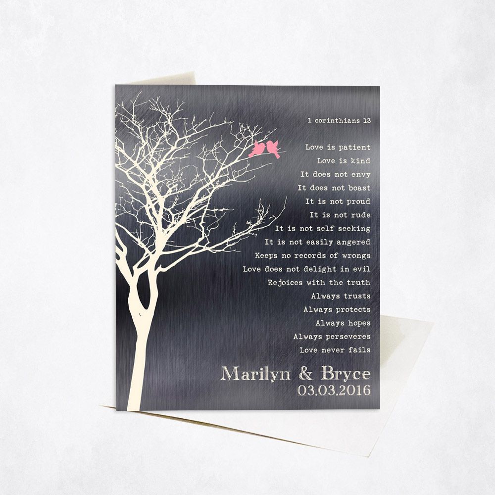 Tin White Branchy Tree 10th Anniversary Card Gift for Couple C-1306