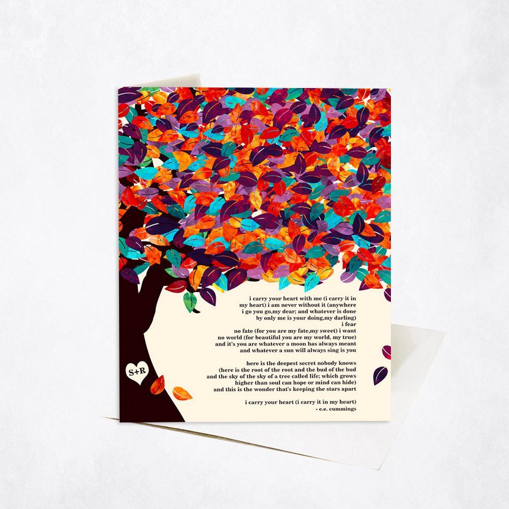 Colorful Spring Tree 10th Anniversary Card Gift for Couple C-1295
