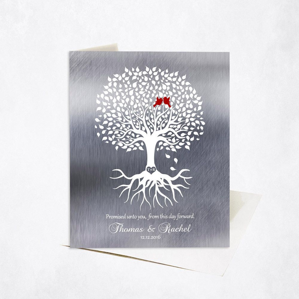 Tin White Tree with Roots Engagement Card Gift for Couple C-1421