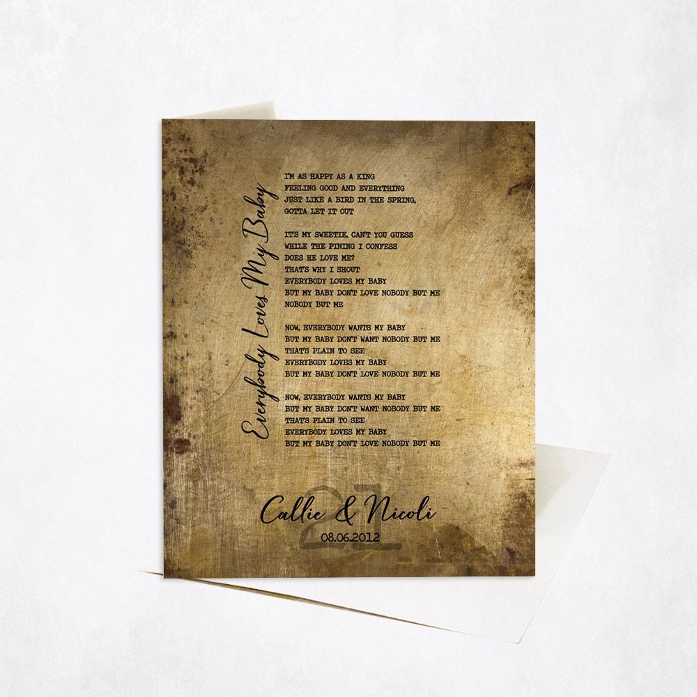 Brass Our Song Lyrics 21st Anniversary Card Gift for Couple C-1920
