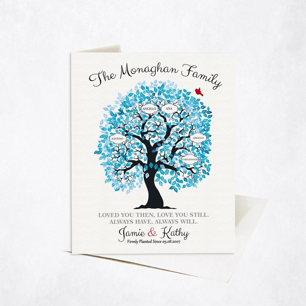 Artful Tree with Names 10th Anniversary Card Gift for Couple C-1343
