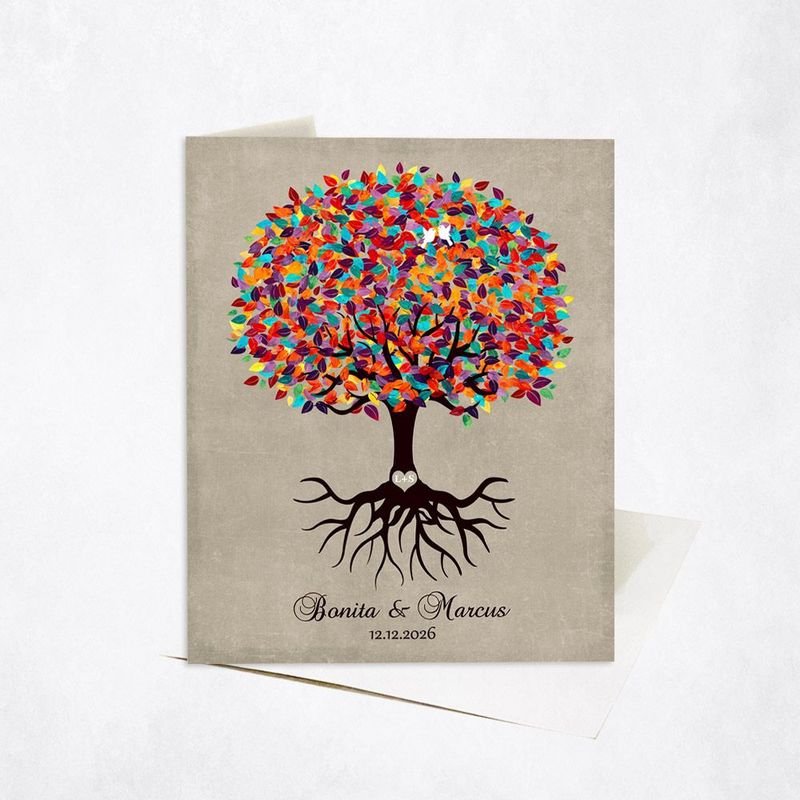 Colorful Tree with Roots Engagement Card Gift for Couple C-1424