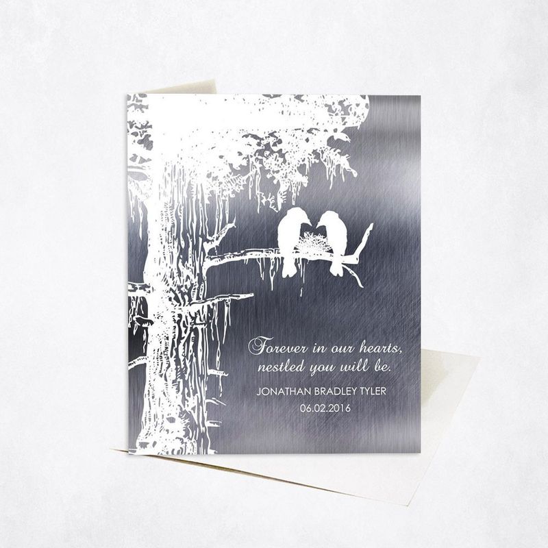 Tin White Sequoia Tree Memorial Card Gift for Bereaved Parents C-1353