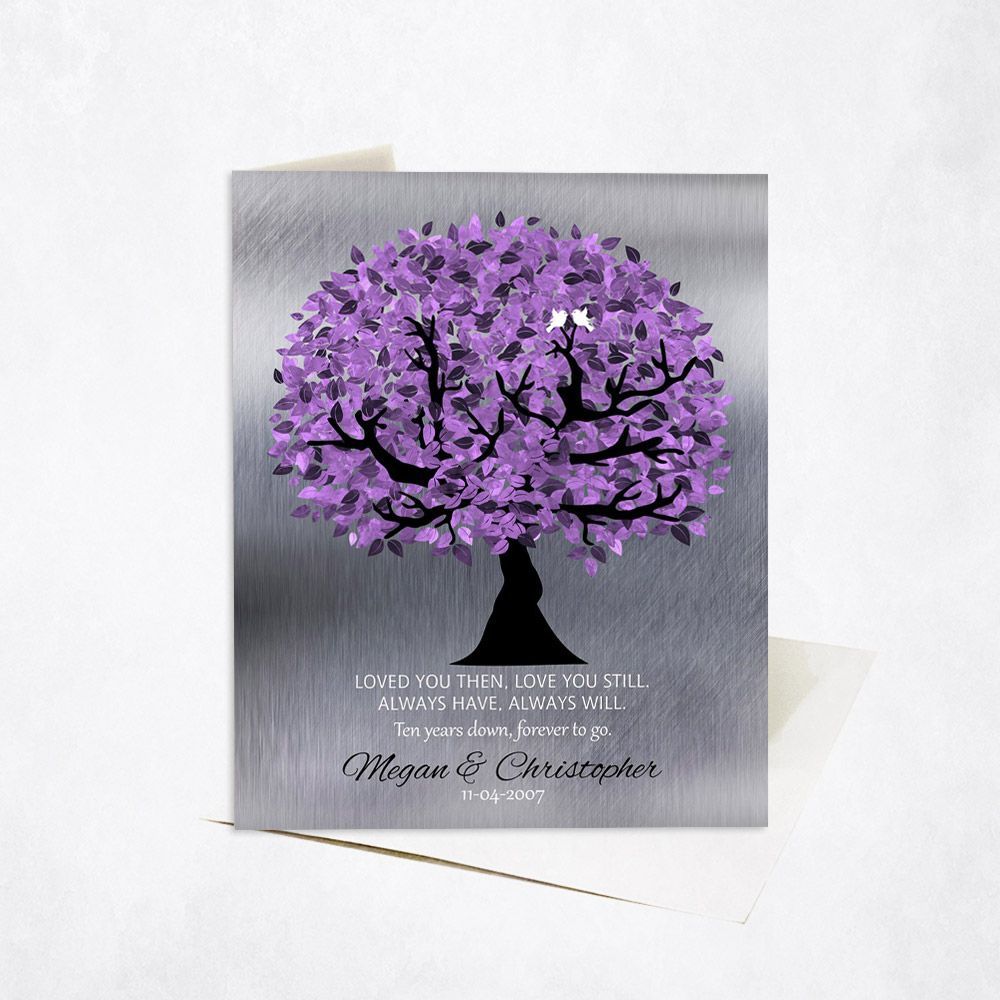 Tin Purple Tree 10th Anniversary Card Gift for Couple C-1480