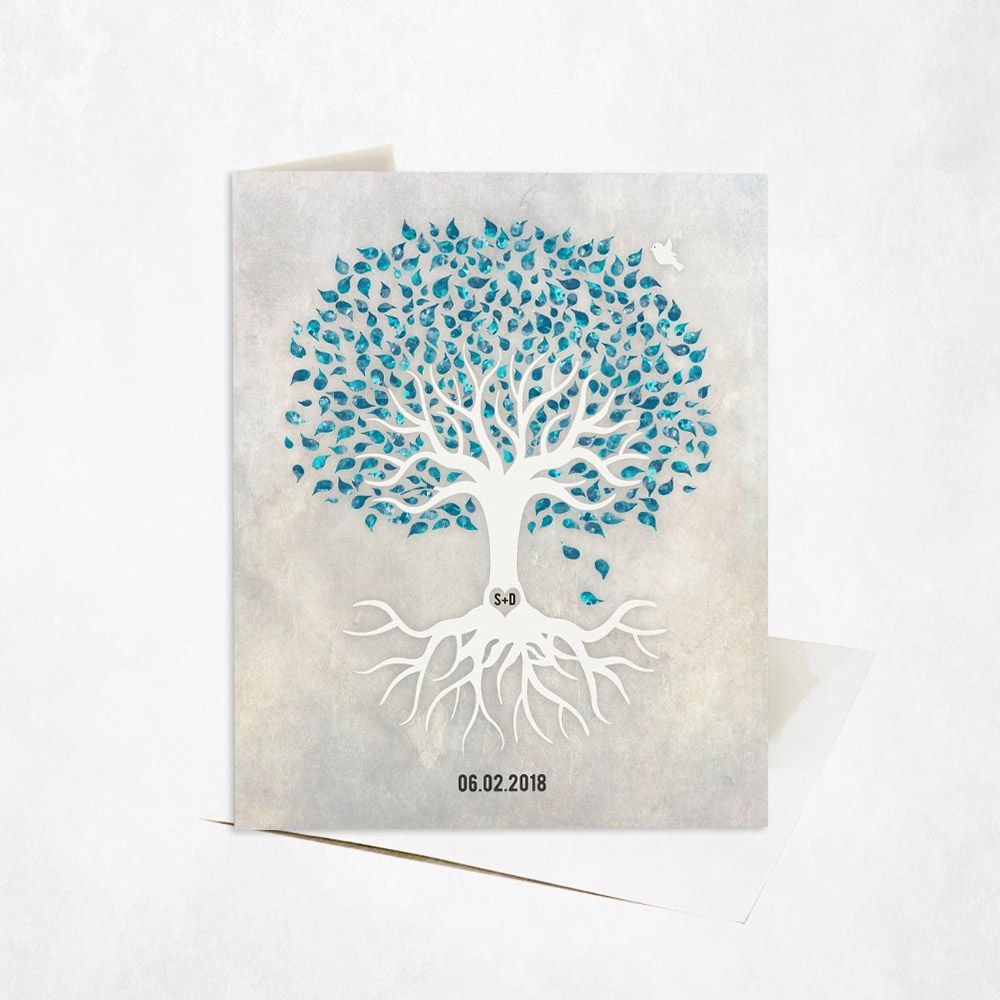 White Canopy Tree Anniversary Card Gift for Couple C-1538