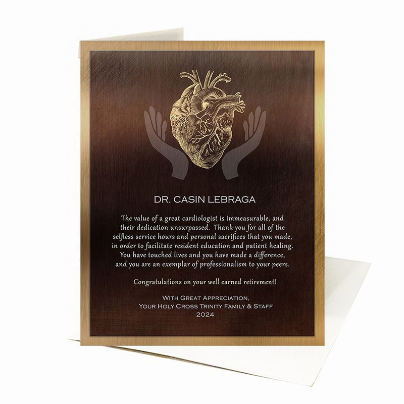 Bronze Heart Organ Anatomy Retirement Card Gift for Doctor C-2103