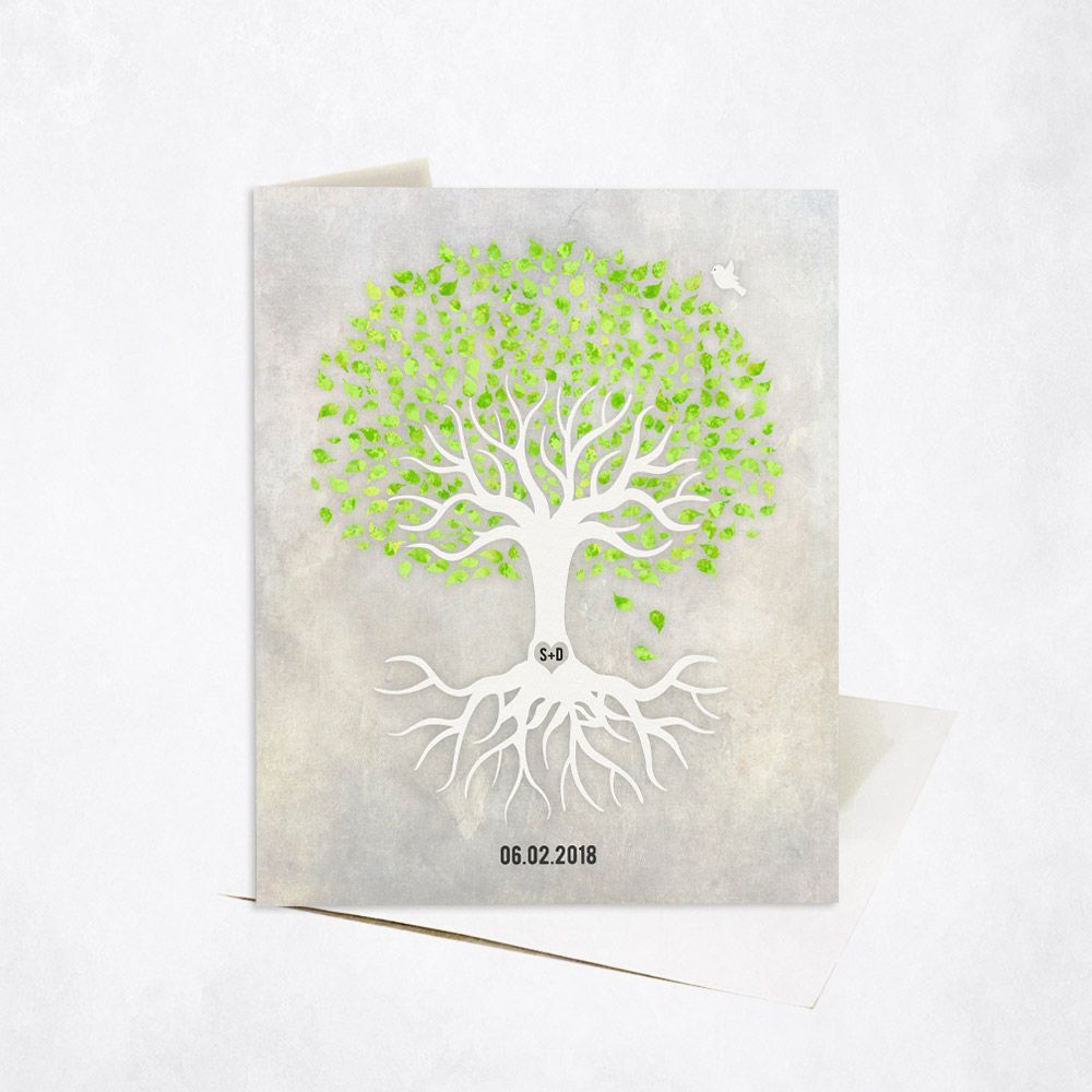 Peridot Canopy Tree Anniversary Card Gift for Couple C-1543