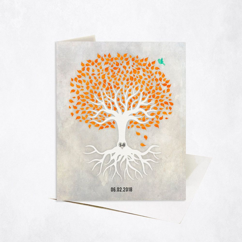White Canopy Tree Anniversary Card Gift for Couple C-1534