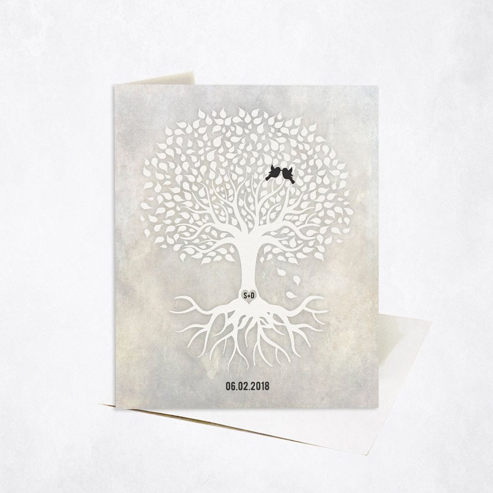 White Tree with Roots Anniversary Card Gift for Couple C-1523
