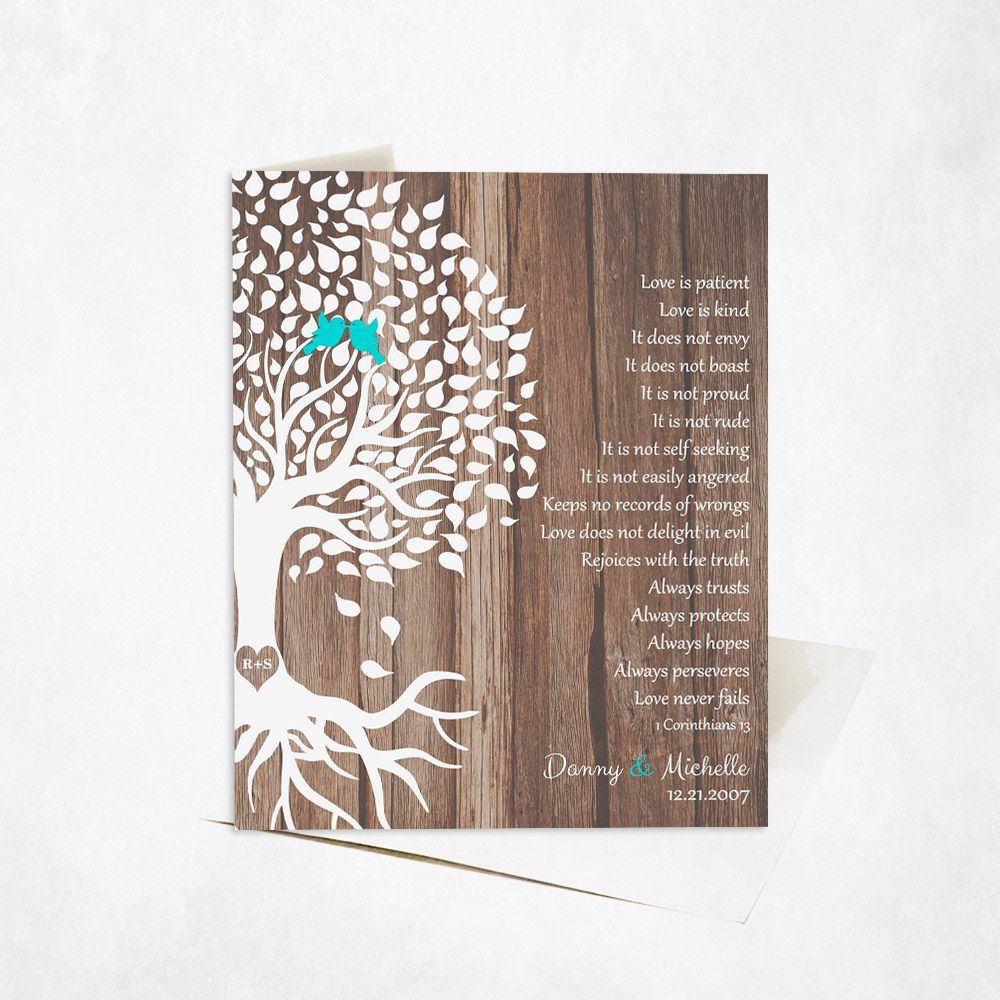 Wood Half Tree with Roots 5th Anniversary Card Gift for Couple C-1725