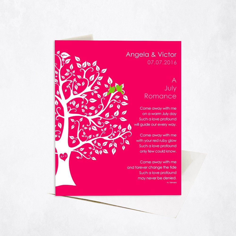 White Curly Tree Engagement Card Gift for Couple C-1707