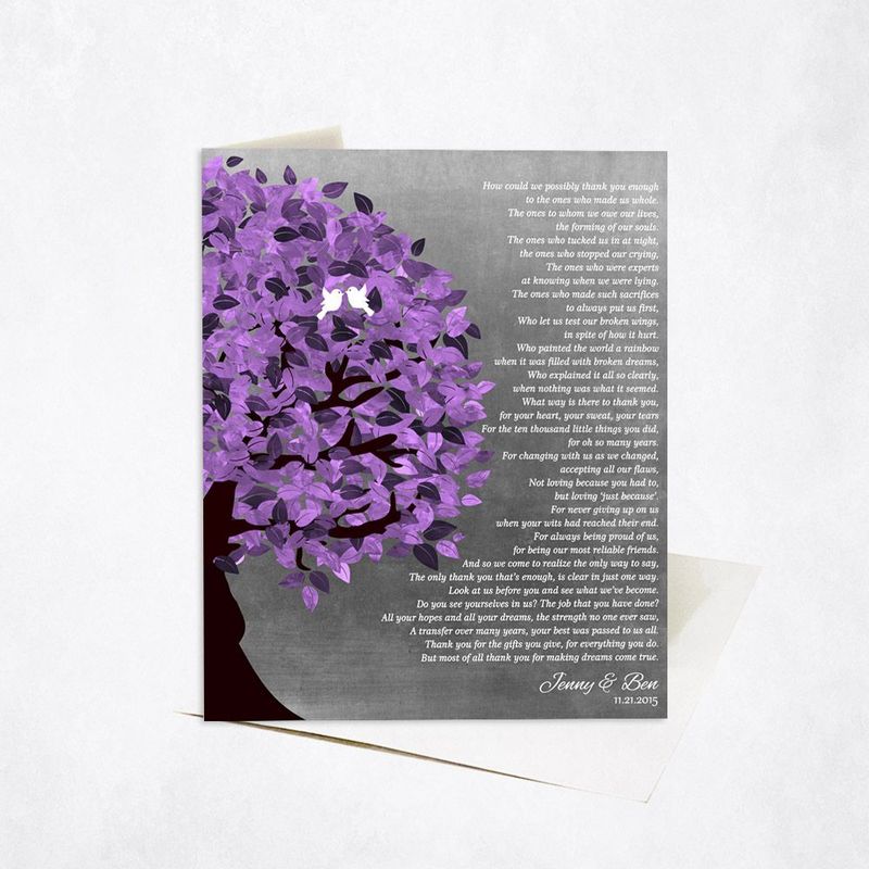 Half Purple Tree Wedding Card Gift for Parents C-1485