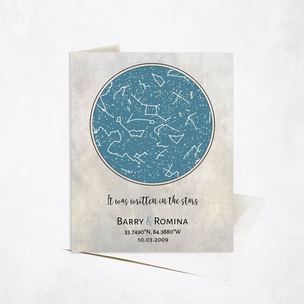 Star Map 1st Anniversary Card Gift for Couple C-1739