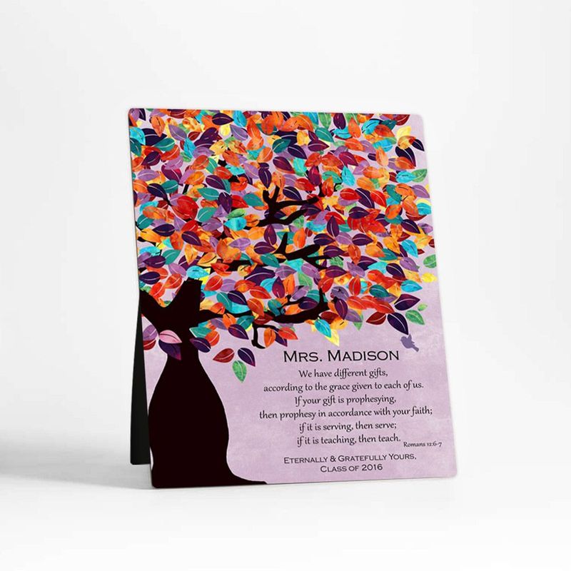 Colorful Spring Tree Teacher Appreciation Desktop Plaque Gift for Educator D-1234