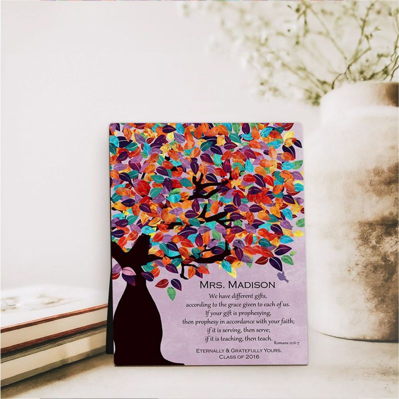 Colorful Spring Tree Teacher Appreciation Desktop Plaque Gift for Educator D-1234