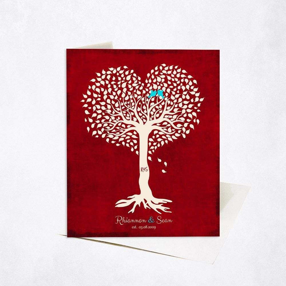 Heart Shape Tree Anniversary Stationery Card For Couple C-1812