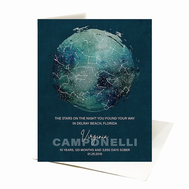 #1 Best Seller - Sobriety Star Map The Night Tou  Found Your Way Recovery Card Gift for Recovering Alcoholic C-2169