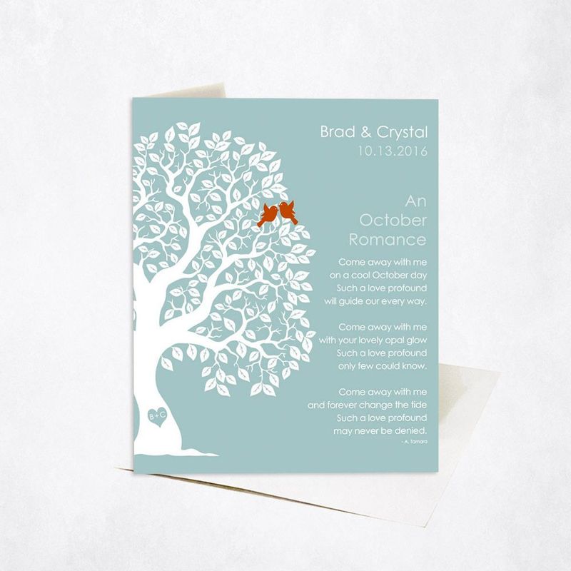 Half Artful Tree Engagement Card Gift for Couple C-1710
