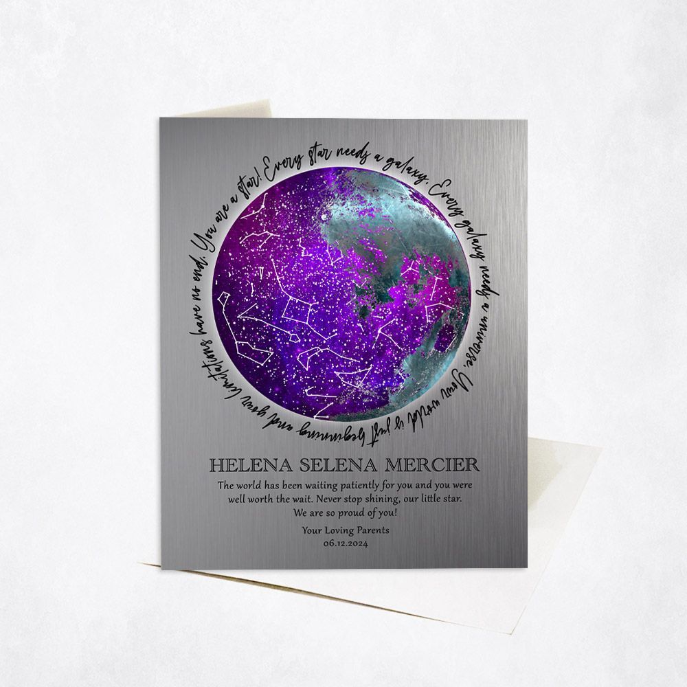 Tin Moon and Star Map graduation Card Gift for Graduate C-1576