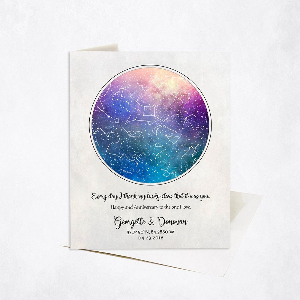 Star Map 2nd Anniversary Card Gift for Couple C-1751
