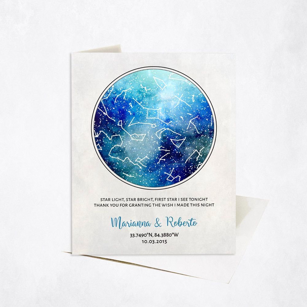 Star Map 10th Anniversary Card Gift for Couple C-1750
