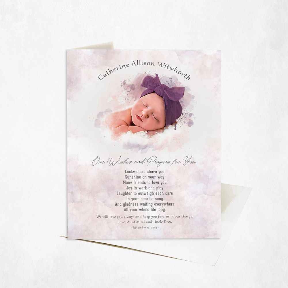 Cotton Watercolor Portrait Faith Milestone Card Gift for Child C-1852