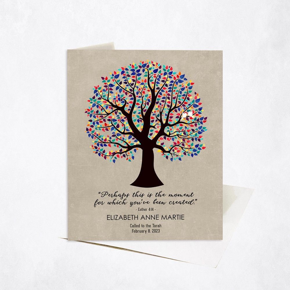 Baptism Tree Faith Milestone Card Gift for Child C-1833