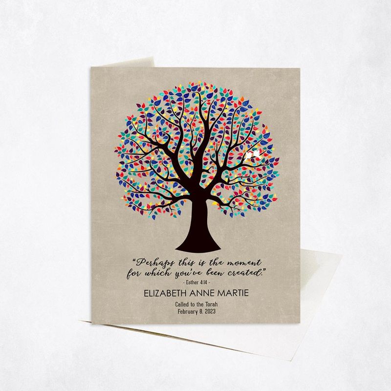 Baptism Tree Faith Milestone Card Gift for Child C-1833