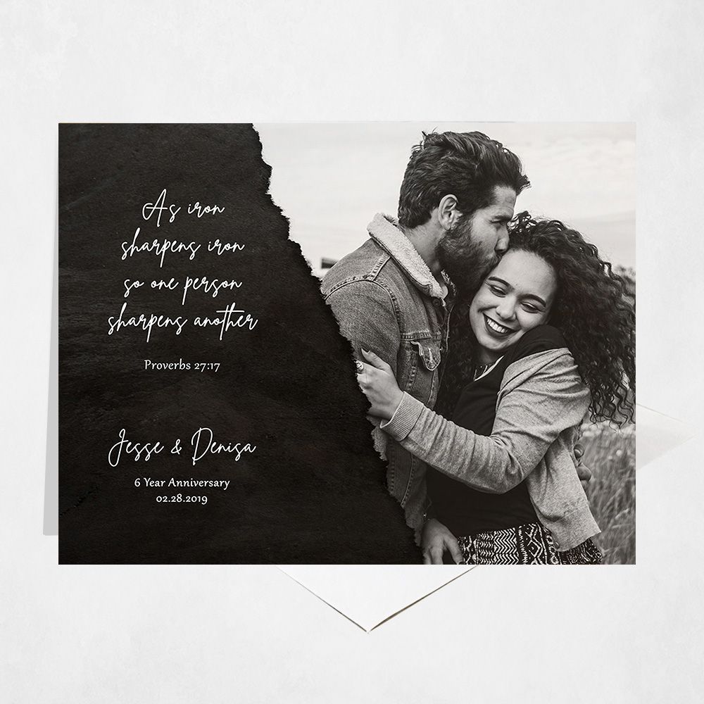 Iron Wedding Photo and Vows 6th Anniversary Card Gift for Couple C-2159