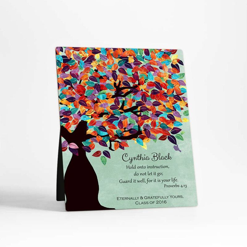 Colorful Spring Tree Teacher Appreciation Desktop Plaque Gift for Educator D-1230