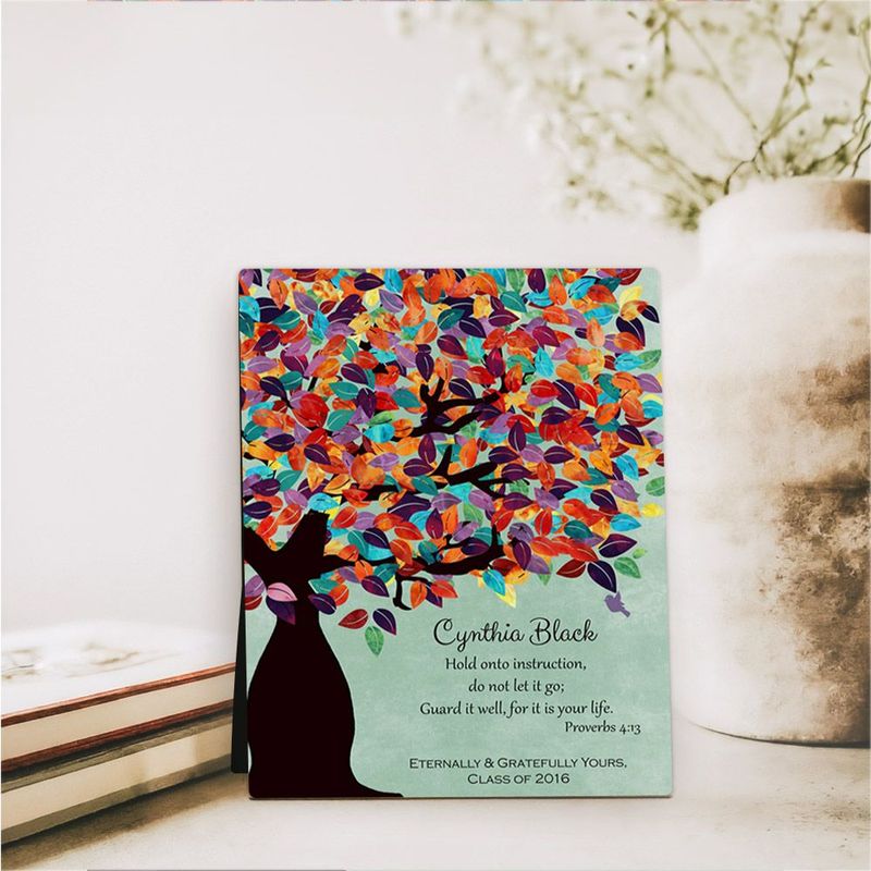 Colorful Spring Tree Teacher Appreciation Desktop Plaque Gift for Educator D-1230