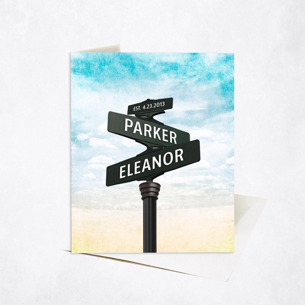 Crossroads Signpost 1st Anniversary Card Gift for Couple C-1932
