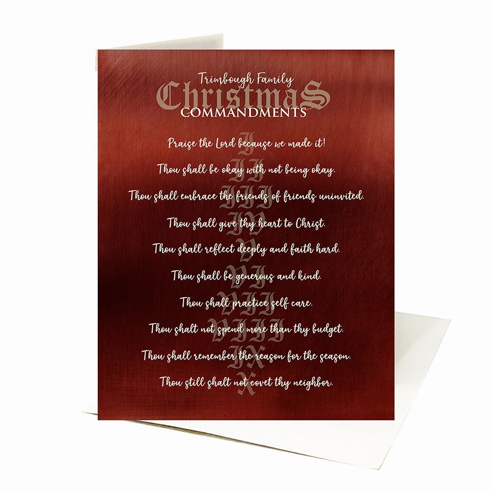 Red Tin Christmas 10 Commandments Christmas Card Gift for Family C-2121