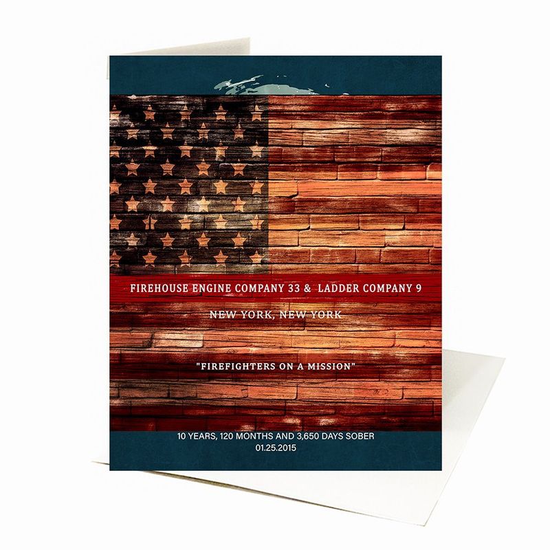 Tin Thin Red Line American Flag Recognition Card Gift for Fire Fighters C-2112