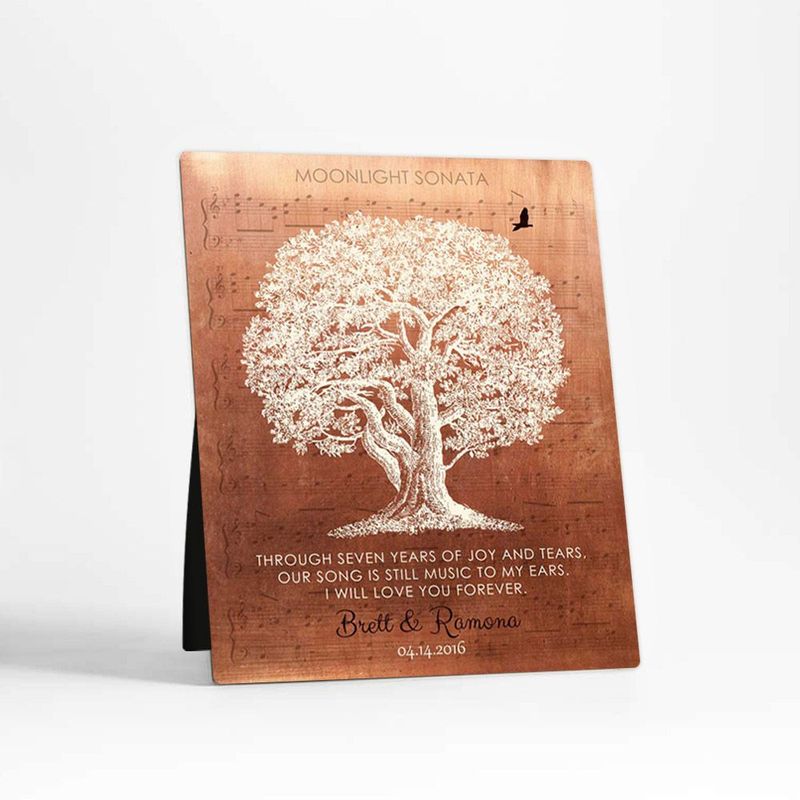 #1 Best Seller - Copper White Oak Tree 7th Anniversary Desktop Plaque Gift for Couple D-1332
