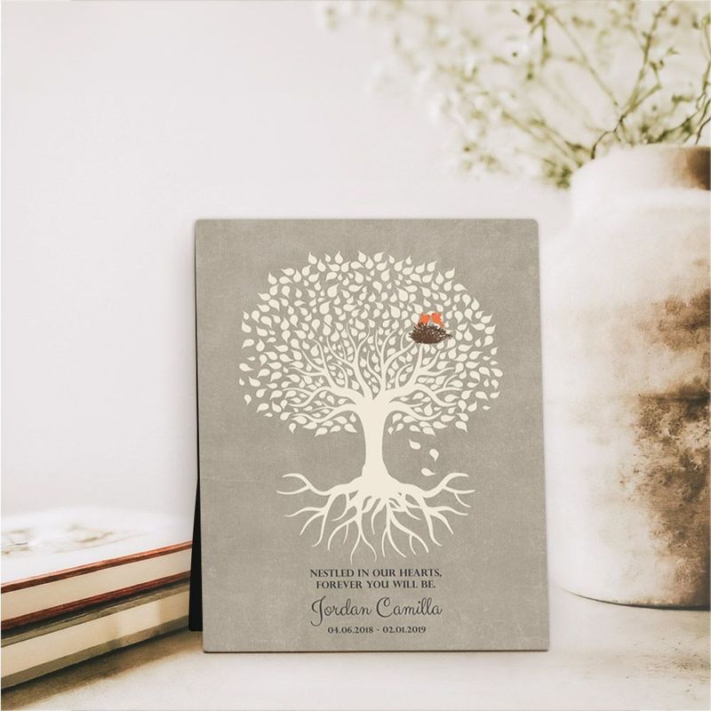 White Tree with Roots Memorial Desktop Plaque Gift for Bereaved Parents D-1197