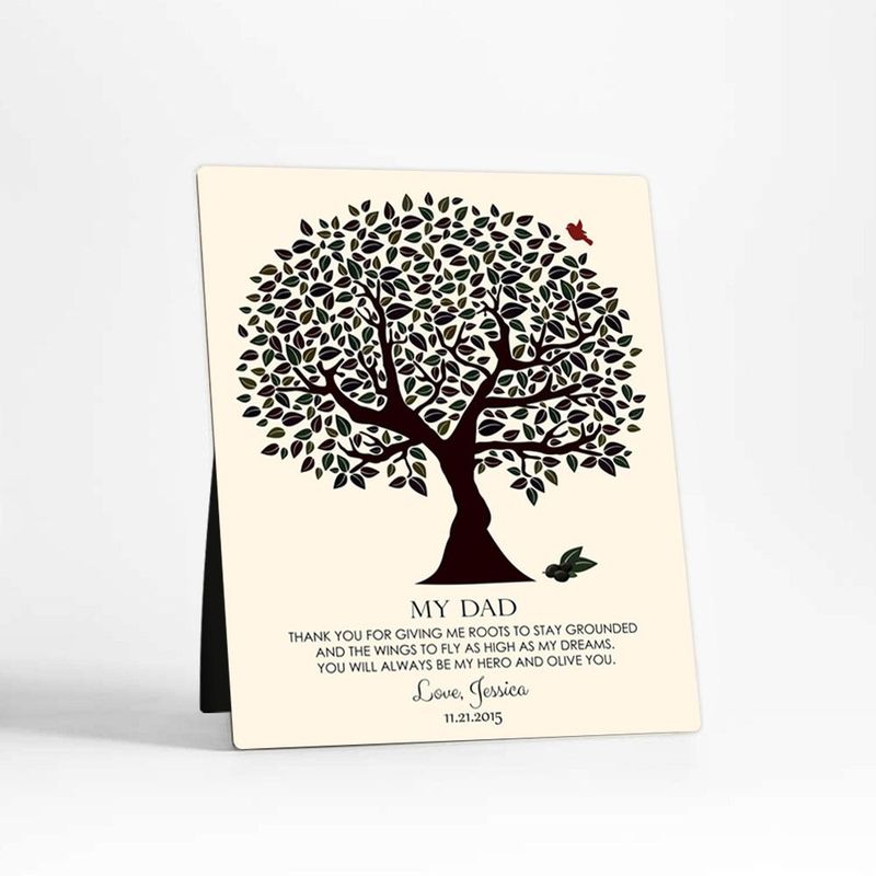Dark Olive Tree Wedding Desktop Plaque Gift for Father D-1175