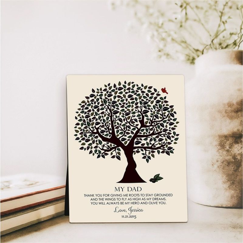 Dark Olive Tree Wedding Desktop Plaque Gift for Father D-1175