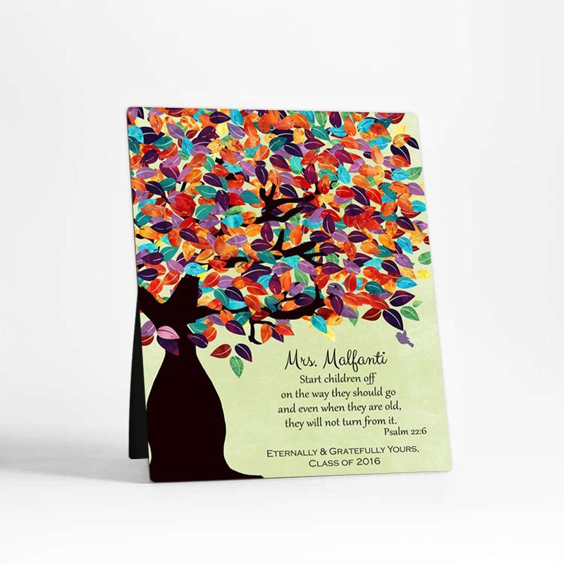 Colorful Spring Tree Teacher Appreciation Desktop Plaque Gift for Educator D-1232