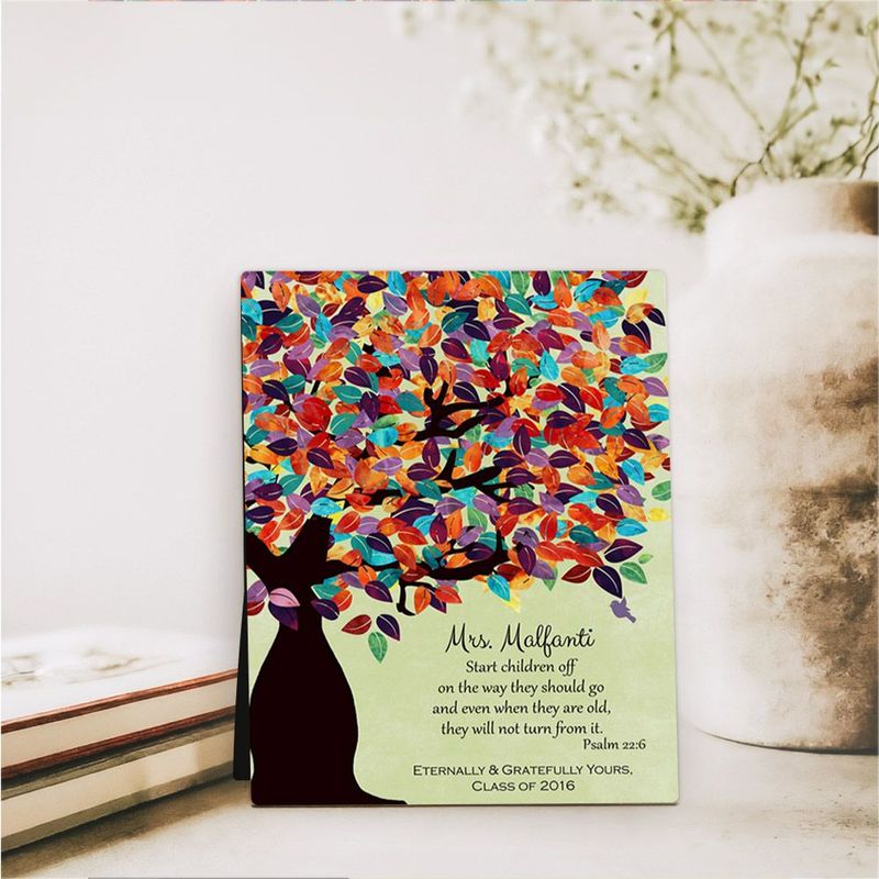 Colorful Spring Tree Teacher Appreciation Desktop Plaque Gift for Educator D-1232