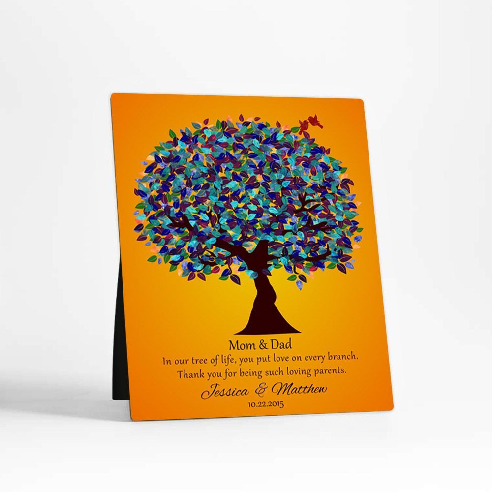 Peacock Tree Family Appreciation Desktop Plaque Gift for Parents D-1186