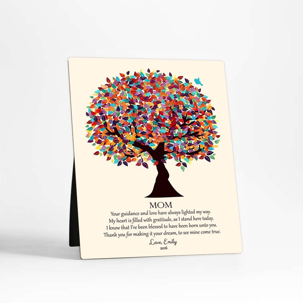 Colorful Spring Tree Family Desktop Metal Plaque For Mom D-1427