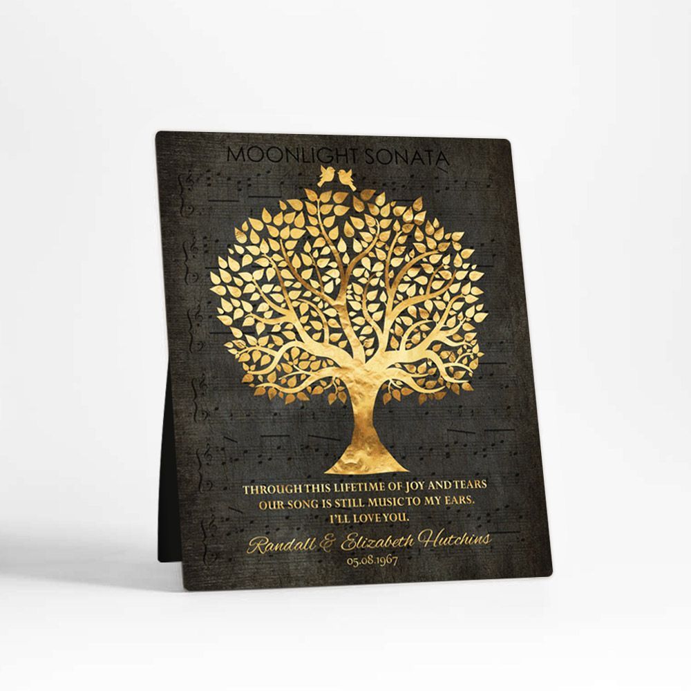 Tree Silhouette 50th Anniversary Desktop Plaque Gift for Couple D-1415